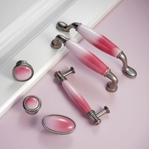 Wardrobe door handle Macarons Nordic modern simple gradient powder ceramic cabinet drawer single hole cabinet handle