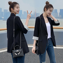 2021 small suit jacket womens new spring and summer clothes thin Korean version of the temperament fried street clothes British style black suit women