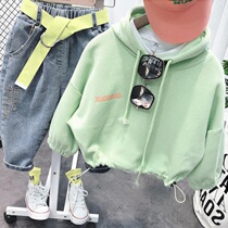Boy necropolis 2020 spring new children male and female baby men and women with cap long sleeve jacket to bottom mid-child Korean version of the tide