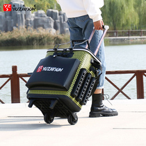 Hard Shell Thickened Fish Bucket Live Fish Barrel Integrated Forming Fish Tank Fish Case Double Shoulder Back Fishing Barrel Pull Rod Cog Fishing Box