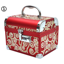 High-grade cosmetic box jewelry storage accessories festive red princess wedding gift portable jewelry password box