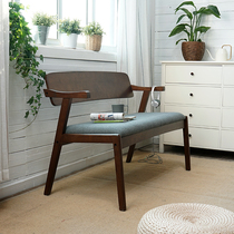 Solid wood bench double backrest bench home soft bag table bench Nordic simple Japanese bench soft bag stool