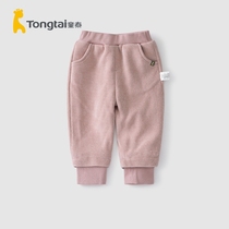 Tongtai autumn and winter 1-4 years old infants and women baby casual out trousers plus velvet pants