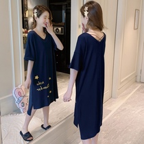 Fat sister's pajamas increase the size of female spring and summer short sleeves add fat and loose leisure and fat MM200 pounds of pregnant women's pajamas