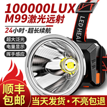 Headlamp strong light charging ultra-bright night angling users outside induction lamp head wearing lighting to catch the xenon lamp