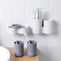 ins toothbrush shelf Hole-free brushing cup Tooth rack Wall-mounted suction wall mouthwash cup set Suction cup