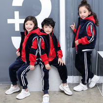 Kindergarten Garden Clothing Winter Clothing Three Sets Childrens Games Clothing Plus Suede Thickened Elementary School Childrens School Uniforms for the Machia