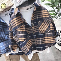 Boy Clothing Boy 2020 Spring Childrens Jacket 100 Hitch Plaid Shirt Boy Han Edition Casual 100 Hitch A Foreign Air Shirt
