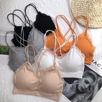 Underwear femalless steel ring cross with lace beauty back wrap chest style harness small vest anti-walking light bra rub chest 1611