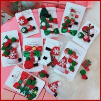 Christmas children hair clip headgear Girl Baby Snowman Christmas Tree Hat Decoration Butterfly Knot Clips Hair Accessories
