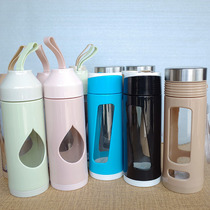 Glass portable cup for male and female students Korean water Cup summer water Cup heat-resistant drop creative hand Cup