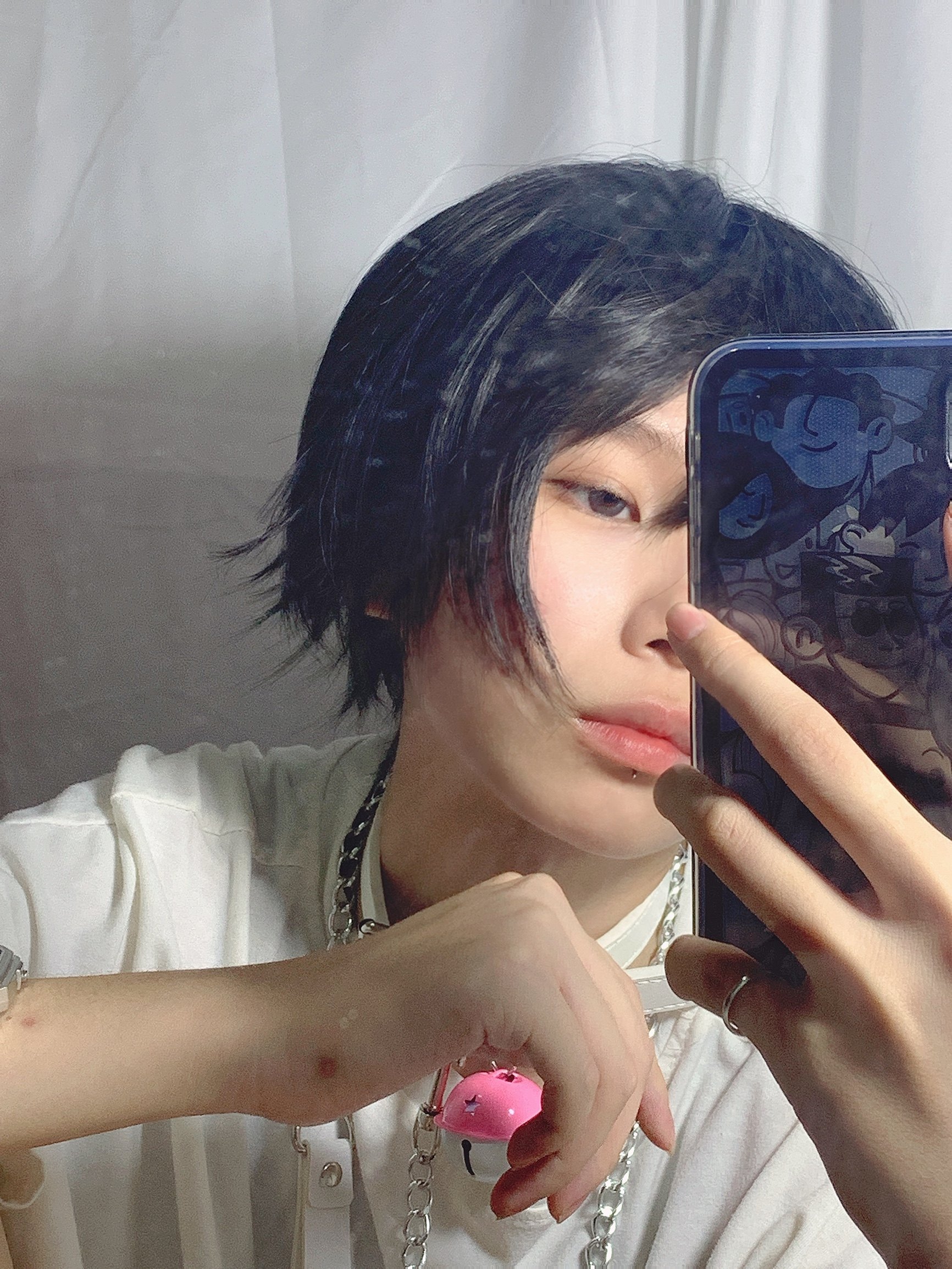 铃铛项圈颈链锁骨链饰品pu牵引绳脖环朋克铁链暗黑色cos合金项链