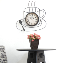 American Retro Iron Art Personality Wall Clock Coffee Cup Styling Wall Hanging Clock Creativity Bell American Countryside Living Room Bell