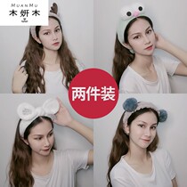 Apply mask face wash hair band womens summer thin simple Korean cute velcro stick hair band