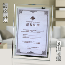 Back transparent bracket Rubber frame Crystal certificate frame Art table living room glass frame Authorization card poster creation