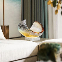 Creative resin sculpture Modern half-moon decoration Sales office hall desktop decoration Home living room soft decoration