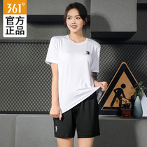 361 sports suit women's short sleeve T-shirt summer new breathable white loose jacket casual shorts set large size