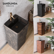 Antique art column basin Vintage column washbasin Integrated floor-to-ceiling outdoor courtyard balcony washbasin