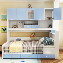 Childrens bed with guardrail storage combination bed with wardrobe bed mother bed multi-function boy and girl environmental protection bed