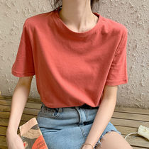 2020 new summer simple short-sleeved T-shirt womens round neck loose Korean version wild match net red students super fire ins solid color