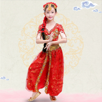 Six-1Children Xinjiang Dance Dress Performance Girls Minority Performance in Indian Dance