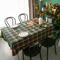 Christmas plaid tablecloth desk ins small plaid net red student American tablecloth integrated waterproof and oil-proof Leave-in