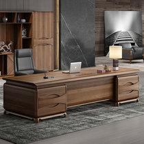 New Chinese style atmospheric solid wood boss table President table Manager table Large desk Simple office desk and chair Walnut customization
