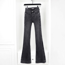 2022 new high waist grey display slim fit lengthened microbratpants washed and milled white dark pituitary pants