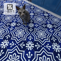 Blue glass Moroccan vintage Mediterranean tiles 300×300 bathroom kitchen balcony floor tiles Wall tiles