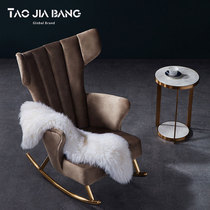 Single stainless steel rocking chair balcony nap leisure lazy recliner home fabric sofa high back swing leisure chair