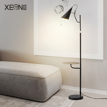 Living room sofa edge floor lamp minimalist modern Nordic creative tea table with shelves integrated wireless charging table lamp