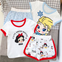 Summer 2022 new girl suit casual cartoon air short sleeve shorts pure cotton breathing cotton two pieces