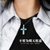 Lingyin Silver s925 Sterling Silver European and American Trends Original Pendant Mens Cross Necklace Couple Womens Silver Jewelry