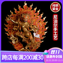 Lion-faced Buddha mother bronze Buddha statue imported from Nepal hand-gilt Tibetan-style esoteric tantric home worship Buddha statue ornaments