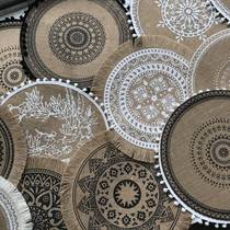 Bohemian retro table mat ins style hand-woven jute placemat