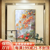 Persimmon tree oil painting modern new Chinese style fruit pure hand-painted European porch corridor decoration hanging wall everything goes well