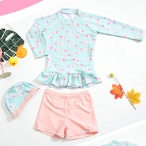 Hot Spring Girl swimsuit children female split children swimming swimsuit female Princess cute long sleeve sunscreen Korean baby