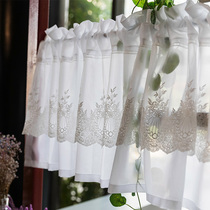 Small curtain short window non-perforated half curtain curtain Lace curtain partition curtain white embroidery half curtain kitchen decoration short curtain