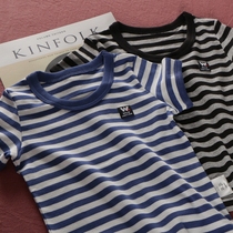 2 pieces of late summer clearance day boy stripe short sleeve T-shirt childrens baby clothes base shirt 0-10 years old