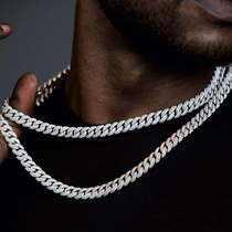 CHALAVRODW Cuban chain plated 18K gold full diamond necklace collarbone neck necklace Wang Jiaer with choker