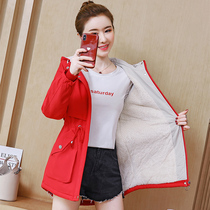 Winter new 2020 small man long ins plus velvet waist slim tooling Pike down cotton clothes women