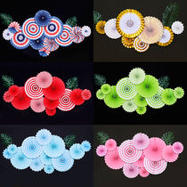 Childrens Festival Kindergarten Folding Fan Paper Fan Flower Festival Mall Decoration Wedding Background Wall Birthday Hanging Decoration Laflower Suit