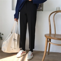 2021 summer new Korean version of the hanging wild high waist thin black suit pants student straight pants nine-point pants female