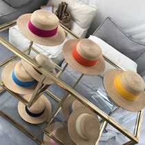 French Light Extravaganza Design Cute Multicolored Straw Hat Womens Day Department Small Clear New Summer Concave Styling Flat Top Raffi Grass Beach Cap