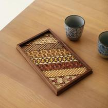 Japan send Wood fine work Japanese solid wood tea tray small tea tray handmade rectangular storage plate Ishikawa Ishikawa Ichiro