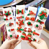 2020 popular hairclip winter hair accessories Christmas theme headwear bow Christmas tree snowflake elders duckbill clip