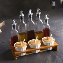 Seasoning box set Glass seasoning tank Kitchen supplies Seasoning bottle jar seasoning box Salt tank Vinegar bottle combination
