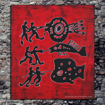 Yunnan ethnic characteristics Dali Lijiang Inn style hanging wall painting Miao batik painting hunting quaint style