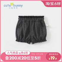 cutebunny baby summer fit 1-3-5 year old girl shorts outside wearing foreign air baby pure cotton slim fit plaid pants