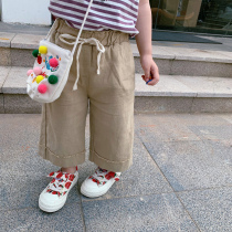 Hong Kong pretty girl girls pants 2021 new thin summer clothes baby foreign style anti-mosquito pants childrens cotton casual pants